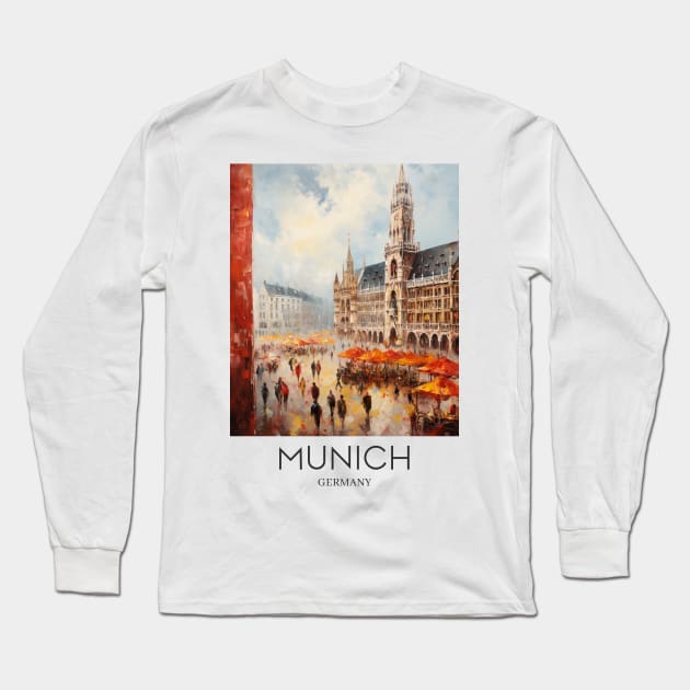 An Impressionist Painting of Munich - Germany Long Sleeve T-Shirt by Studio Red Koala